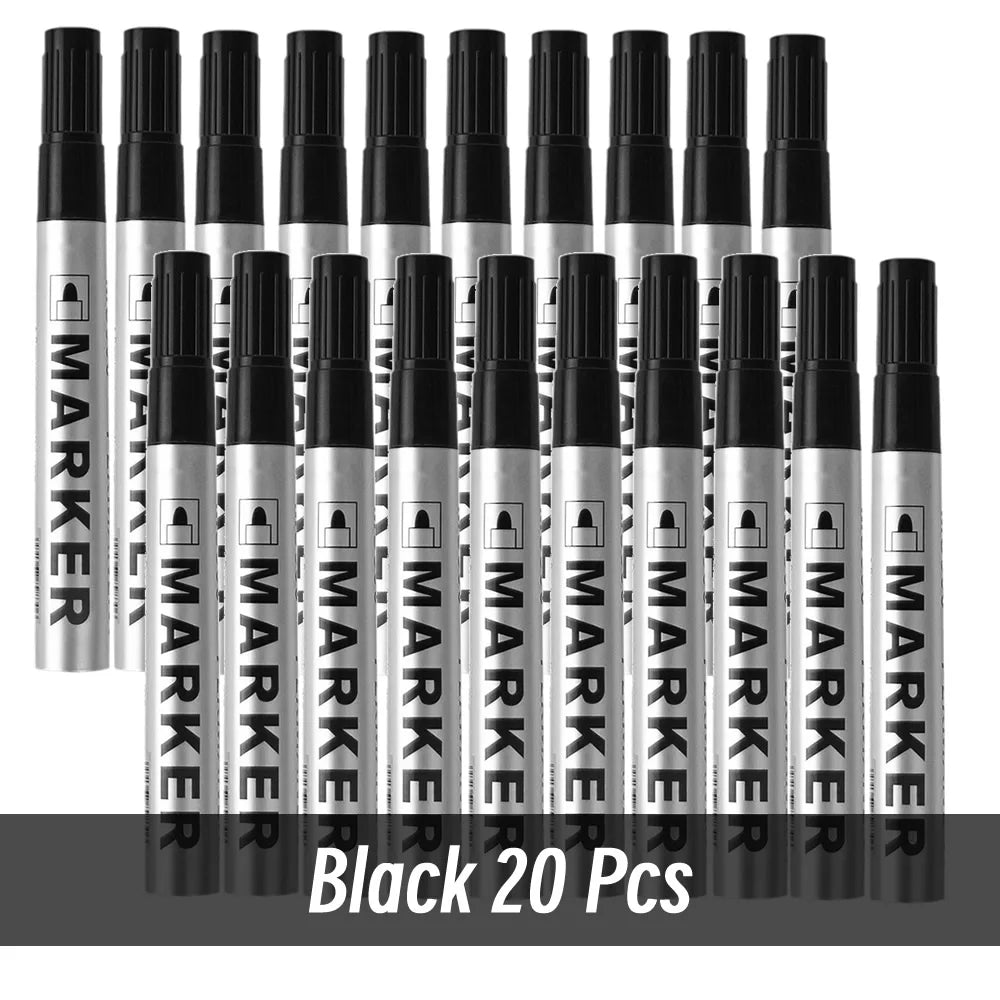 Waterproof Black Permanent Paint Marker - Quick-Dry Oil-Based Pen for Tires, Metal & Glass