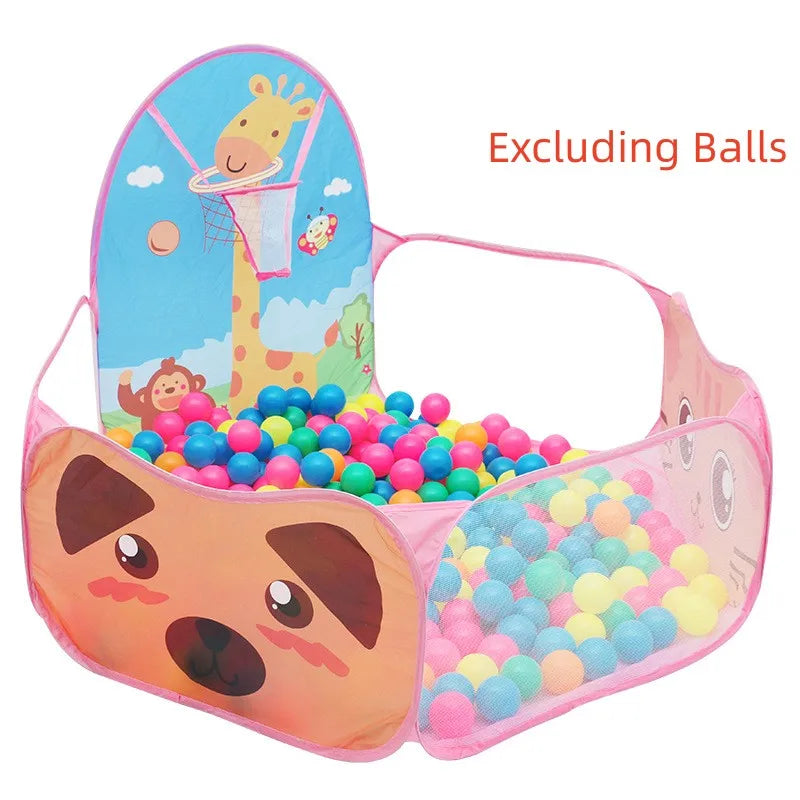 120 cm (47 in) Kids Playpen Ball Pit Tent with Basketball Hoop – Portable Indoor/Outdoor Children's Playhouse