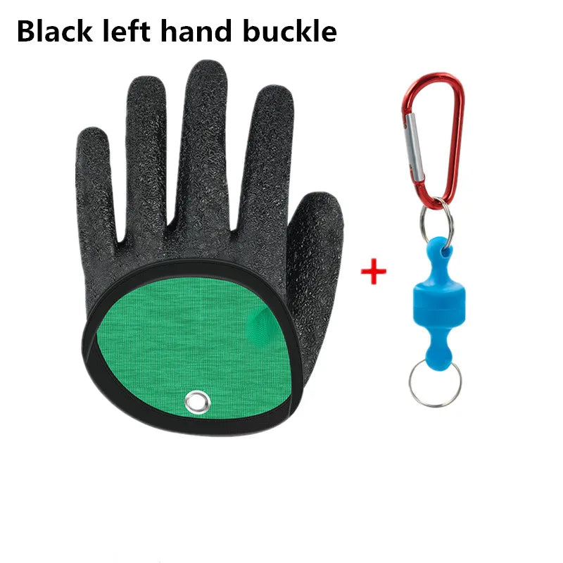 Waterproof Anti-Cut Fishing Gloves - Full-Finger Non-Slip Latex Grip with Waist Hook (Left/Right)