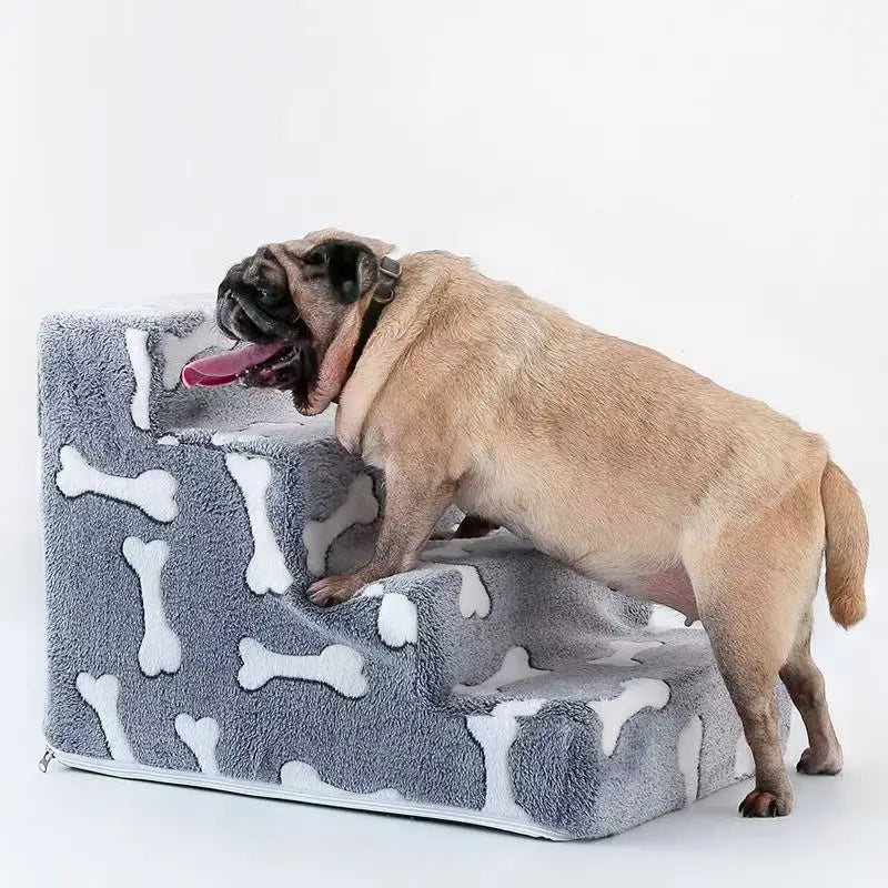 Bone-Shaped Pet Stairs Ramp for Dogs & Cats — 3 or 4-Step Sofa & Bed Ramp for Elderly and Joint-Sensitive Pets