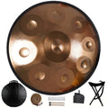 D Minor Kurd Handpan Drum – 22 in (56 cm) Steel Hand Drum, 9/10/12-Note 440Hz with Mallets & Woven Rattan Edge