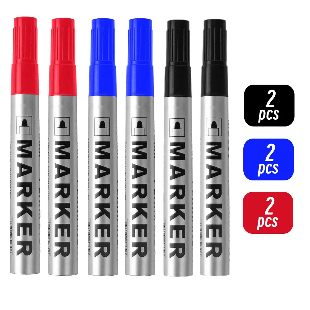 Waterproof Black Permanent Paint Marker - Quick-Dry Oil-Based Pen for Tires, Metal & Glass