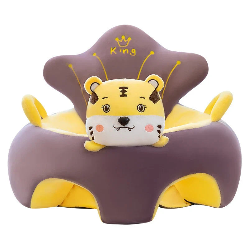 Plush Velvet Baby Sofa Seat Cover 50 x 50 x 40 cm (19.7 x 19.7 x 15.7 in) Learn-to-Sit Toddler Support Cover Cartoon Washable No Filling