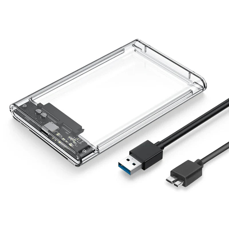USB 3.0 2.5-Inch (63.5 mm) SATA HDD/SSD Enclosure — Up to 6TB, 5Gbps, Transparent Case, Plug & Play