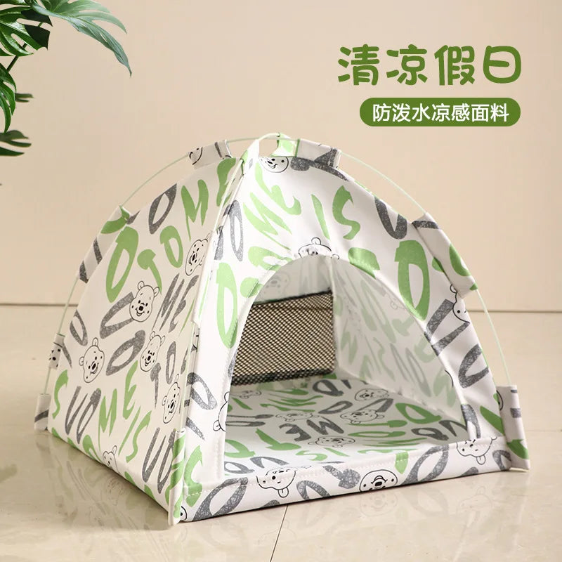 Removable Pet Tent Bed Semi-Enclosed Fleece Cat & Small Dog Sofa Basket Cozy Cave Sleeping Bed for Indoor Room Decor