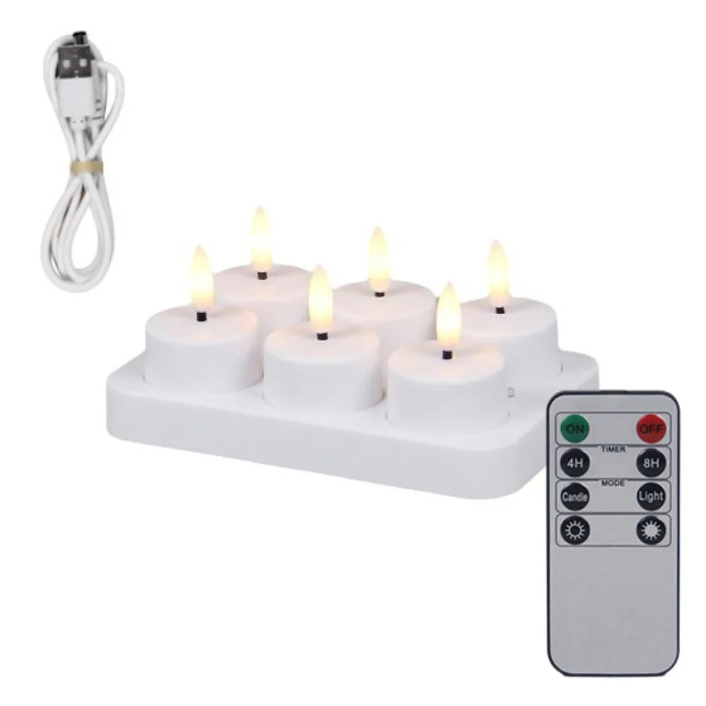 LED Flameless Candle Set 4/6/8/12 Pack – Remote & Charging Base, Battery-Operated Tea Lights for Wedding & Party Decor