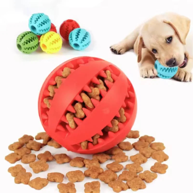 Interactive Rubber Dog & Cat Toy Ball, Puppy Chew Toy, Treat Feeder & Tooth-Cleaning Silicone Ball