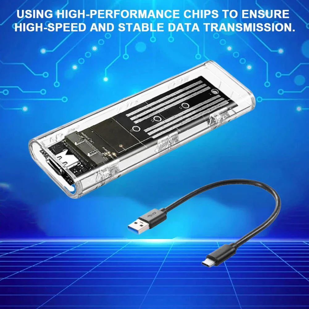 M.2 NGFF SATA USB 3.1 Type-C Transparent External SSD Enclosure for 2230/2242/2260/2280 10Gbps