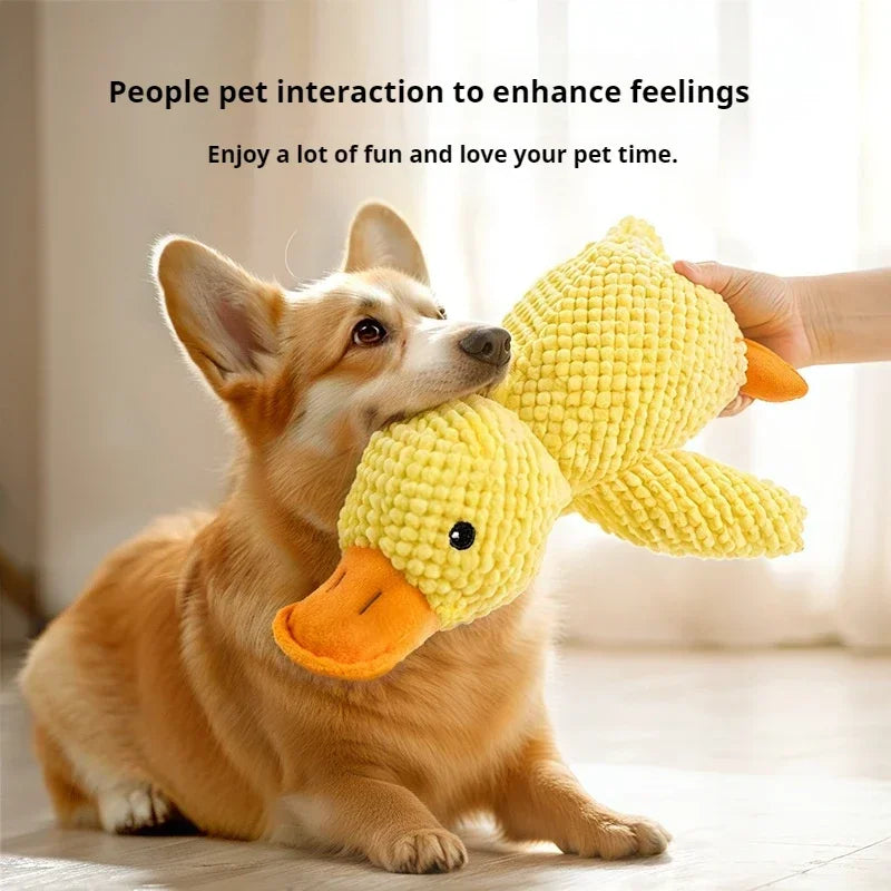 Plush Duck Dog Toy with Squeaker Bite Resistant Chew Toy for Teeth Grinding Relief
