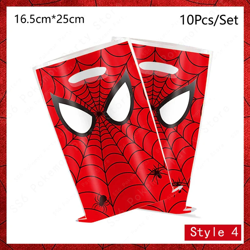 Spiderman Kids Birthday Party Supplies - Disposable Tableware Set with Plates, Cups, Napkins & Favor Bags