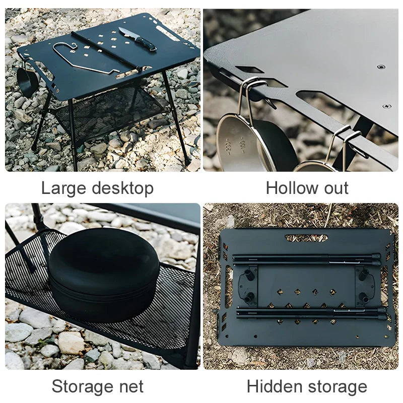 Folding IGT Tactical Camping Table - Adjustable Aluminum Portable Picnic Table