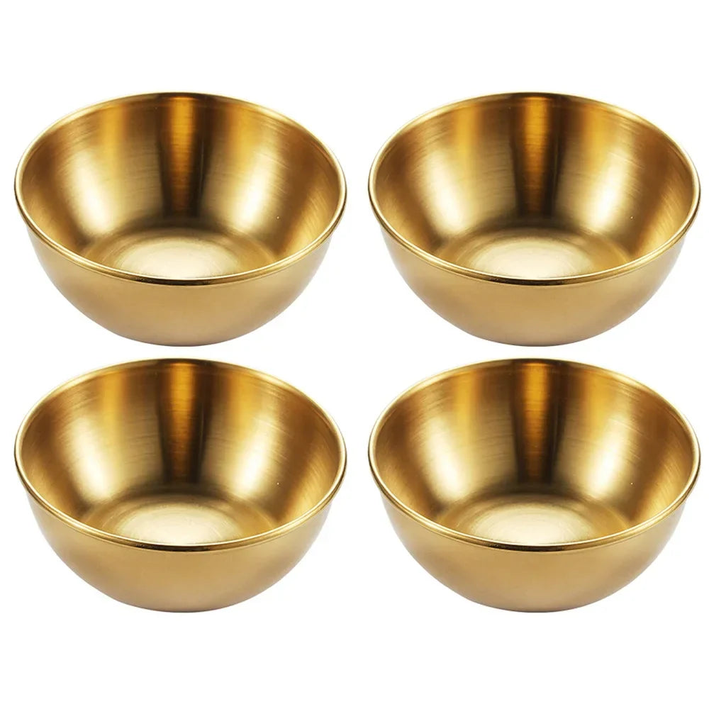 Stainless Steel Sauce & Appetizer Dishes Set — Gold or Silver Condiment Plates 8 x 8 x 3 cm (3.15 x 3.15 x 1.18 in)