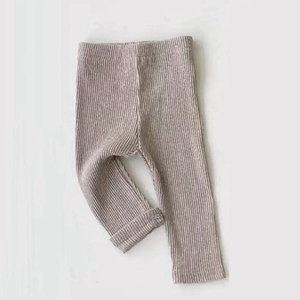 0-3T Baby Striped Cotton Stretch Leggings – Elastic Waist Toddler Skinny Pants