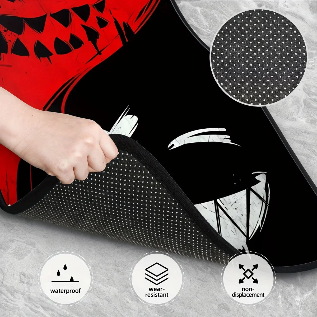 4-Pack Universal Car Floor Mats – Spooky Halloween Red & Black, All-Weather Non-Slip Durable