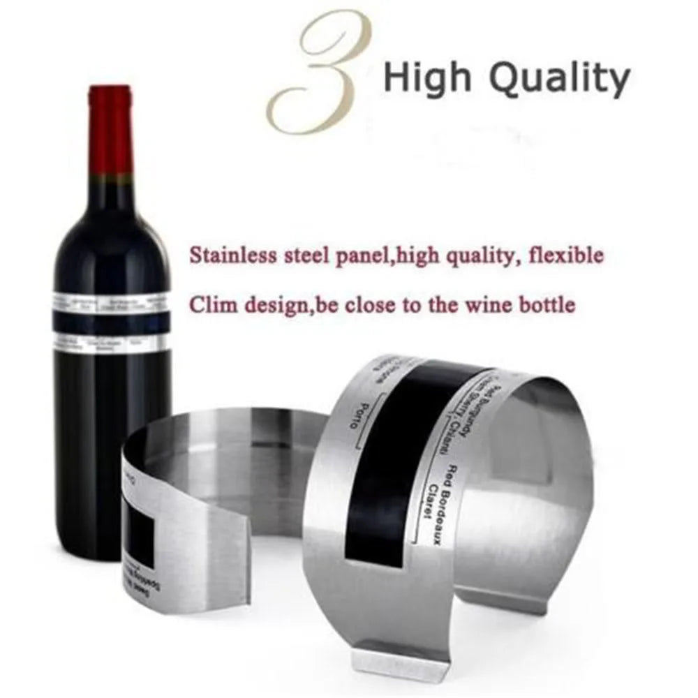 Stainless Steel Snap-On Wine Thermometer Collar – LCD Bottle Temperature Clip for Wine, Champagne & Beer