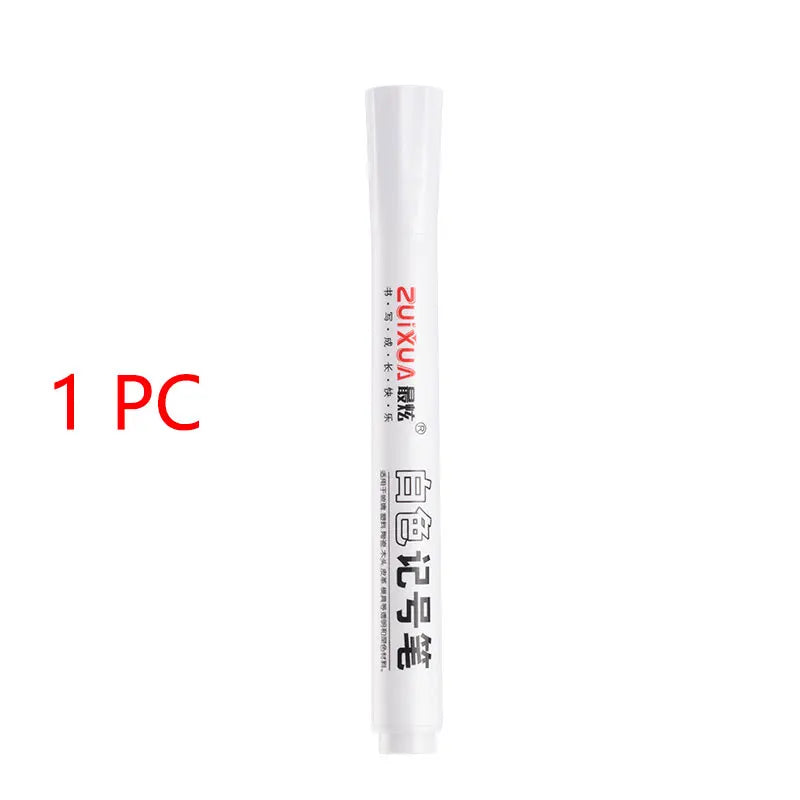 Opaque White Oily Paint Marker Pen Waterproof Gel Ink 0.8/1.0/2.0/2.8mm Nibs for DIY Graffiti, Sketching and Stationery