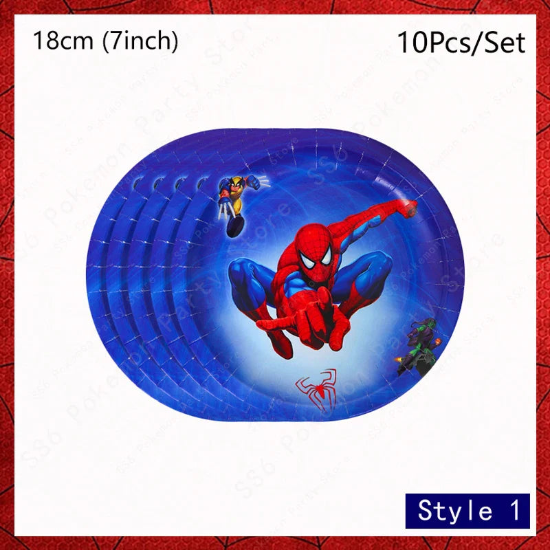 Spiderman Kids Birthday Party Supplies - Disposable Tableware Set with Plates, Cups, Napkins & Favor Bags