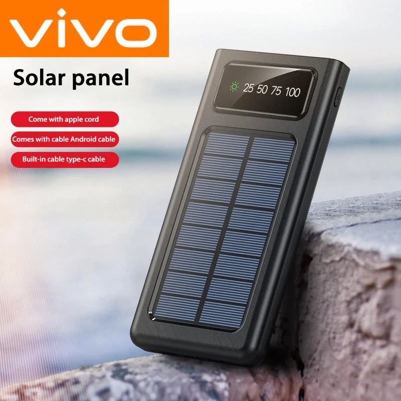 200,000mAh Solar Power Bank 4-in-1 High-Capacity Portable Charger with LED Light, Wireless & Fast USB Charging