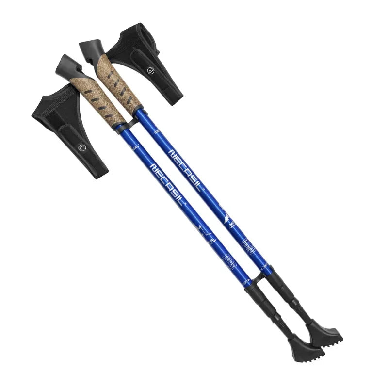 Telescopic Trekking Poles 2-Pack - Adjustable 26–53 in (66–135 cm) Lightweight Aluminum Hiking Poles with Cork Handle & Copper Locking System