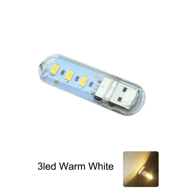 Mini USB LED Book Light – 3/8/24 LED Ultra Bright RGB Portable Reading Lamp for Power Bank, Laptop & Notebook