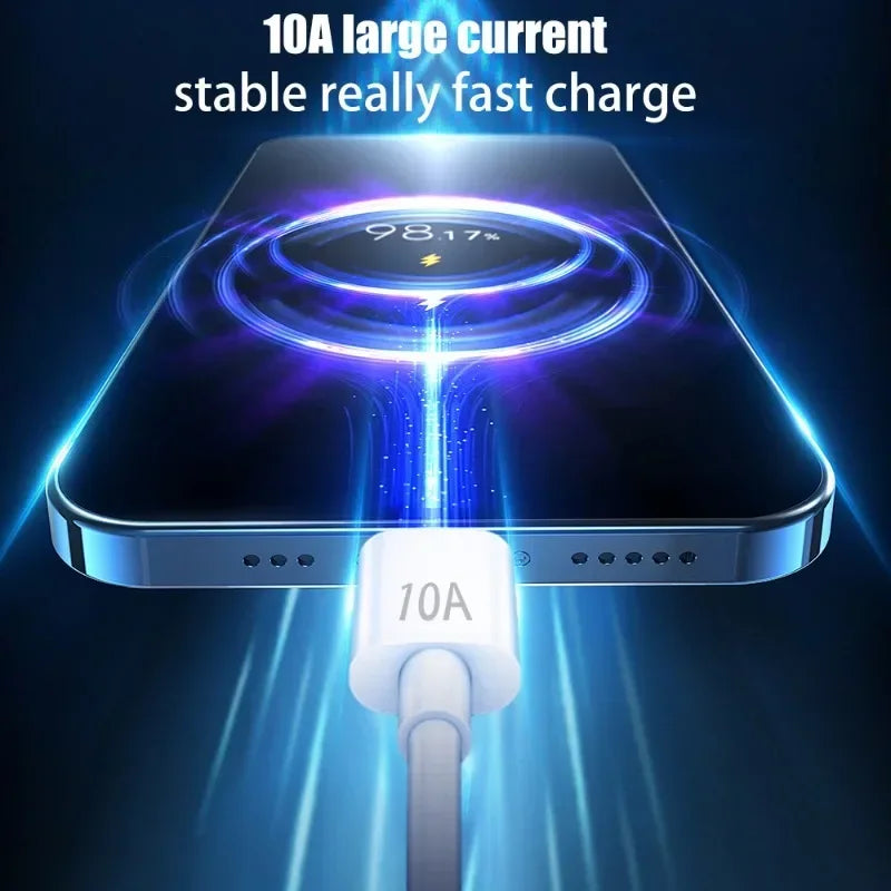120W 10A USB-A to USB-C Fast Charging Cable — 1/2/3-Pack High-Speed Data Cord for USB-C Smartphones and Devices