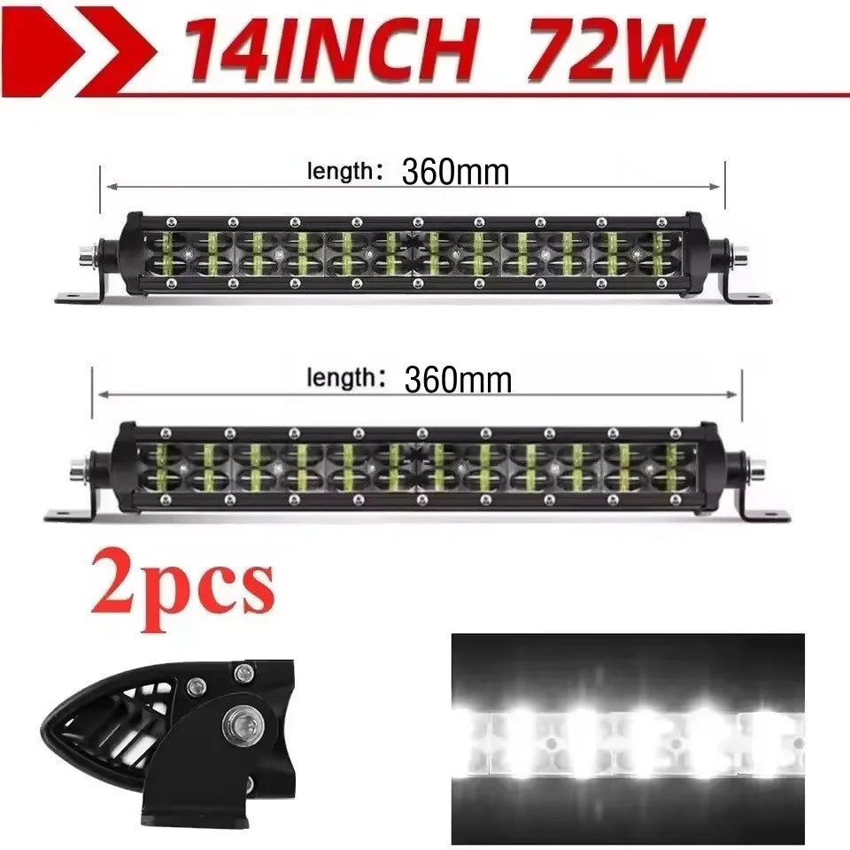 6D Lens Dual-Row LED Light Bar - Spot & Flood Combo, 8in (20cm) / 14in (36cm) / 20in (51cm), 36W/72W/120W, 12V-24V Off-Road Work Light for Truck ATV SUV