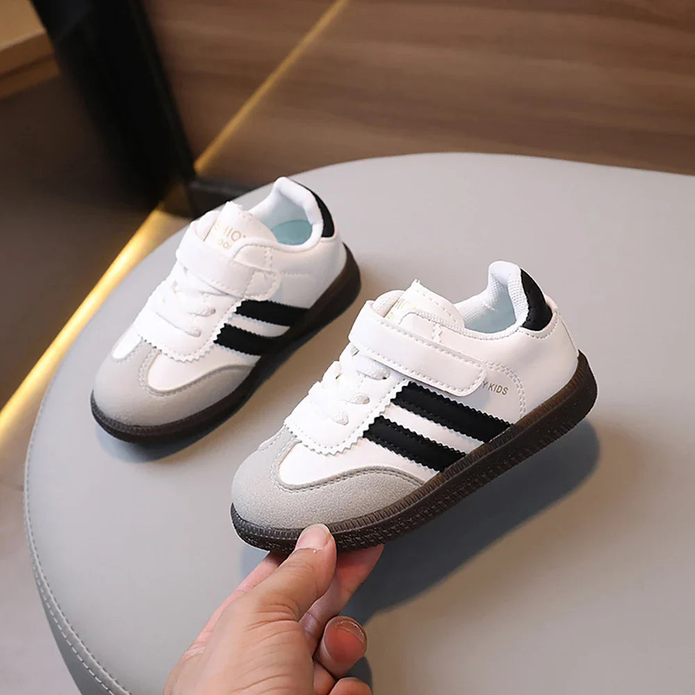 Kids PU Leather Sneakers - Lightweight Slip-On Velcro Soft-Sole, Anti-Slip Unisex Children’s Shoes