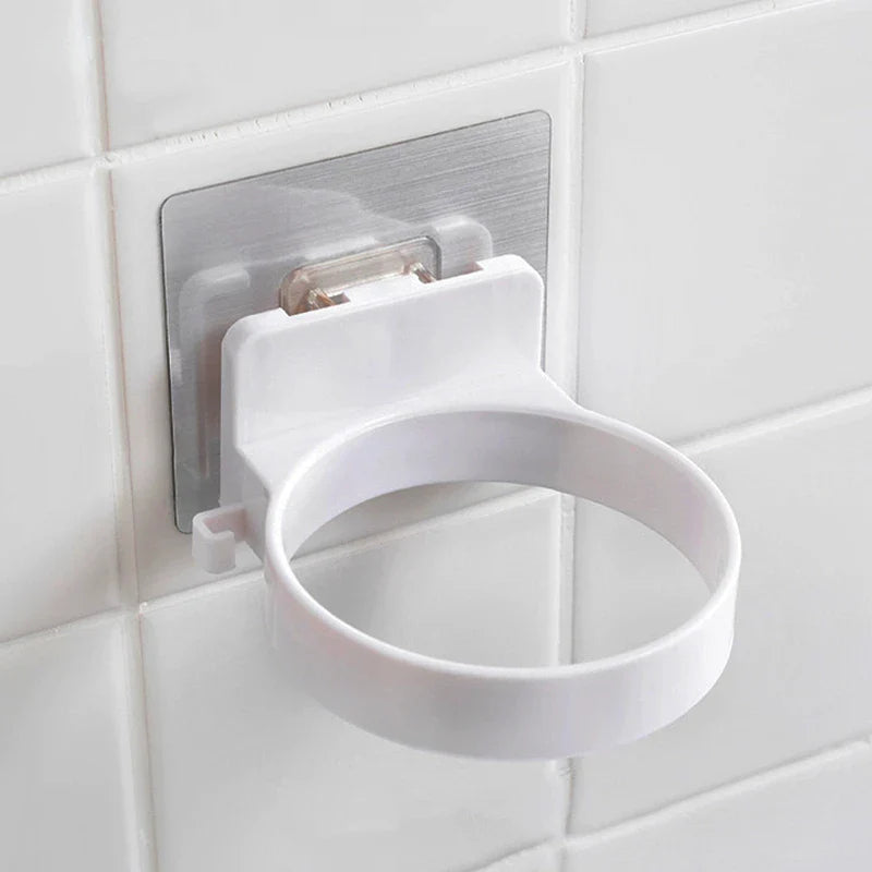 Wall-Mounted Hair Dryer Holder Stainless Steel Spiral Stand – Nail-Free Adhesive, 12 x 10 cm (4.72 x 3.94 in)