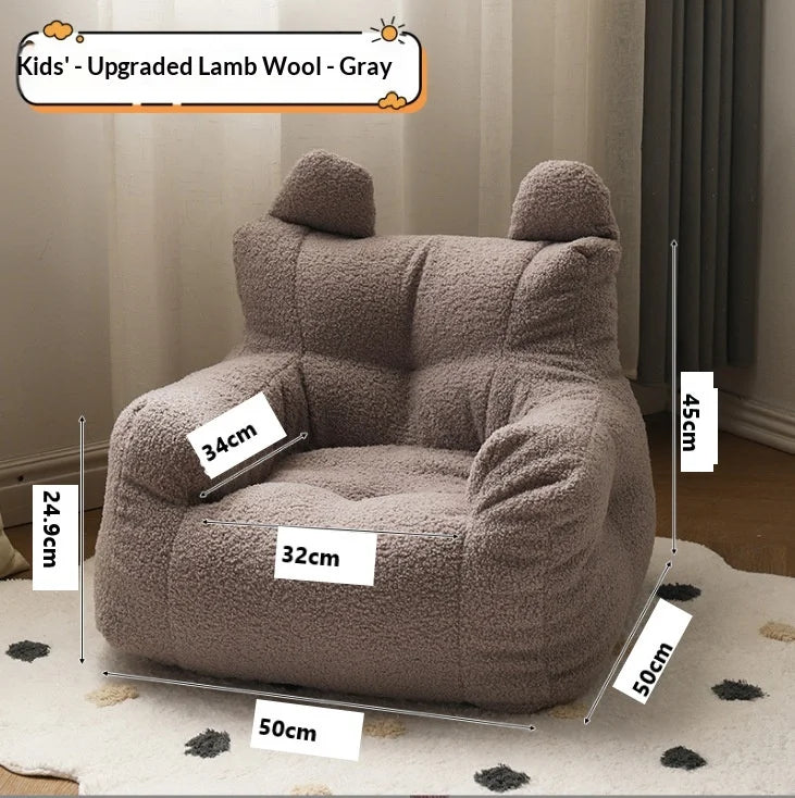 Lamb Fleece Kids Sofa Chair - Portable Cartoon Baby Armchair for Infants & Toddlers