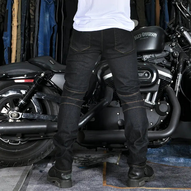 Men's Motorcycle Riding Jeans – Removable CE Knee & Hip Armor, All-Season Protective Racing Pants