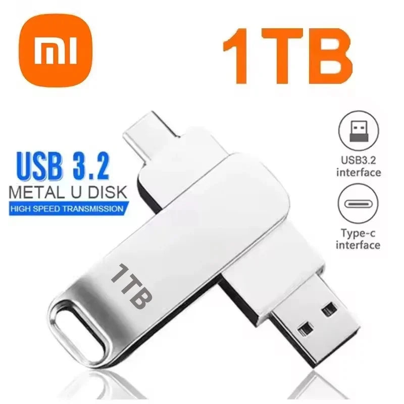 16TB USB 3.2 Type-C Metal Flash Drive - High-Speed Portable Pen Drive, Waterproof