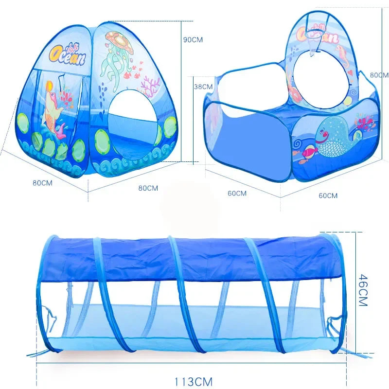 3-in-1 Kids Play Tent & Ball Pit with Crawl Tunnel — Portable Foldable Playpen for Ages 3–6
