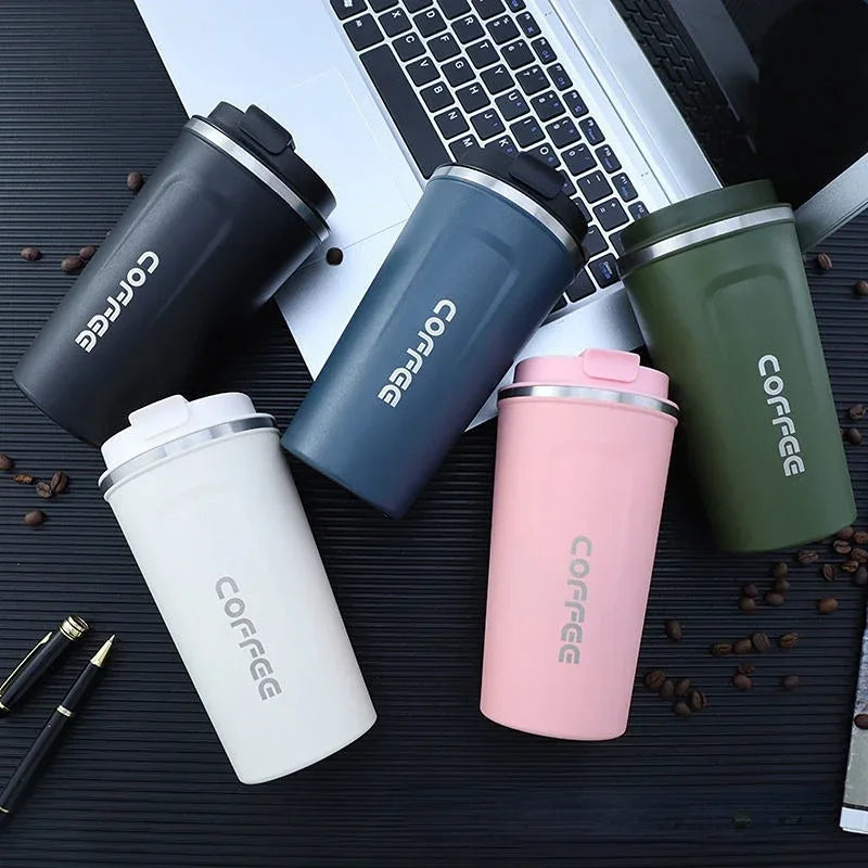 Stainless Steel Vacuum Travel Mug 380ml (12.8oz) & 510ml (17.2oz) Leakproof Thermos for Coffee and Water