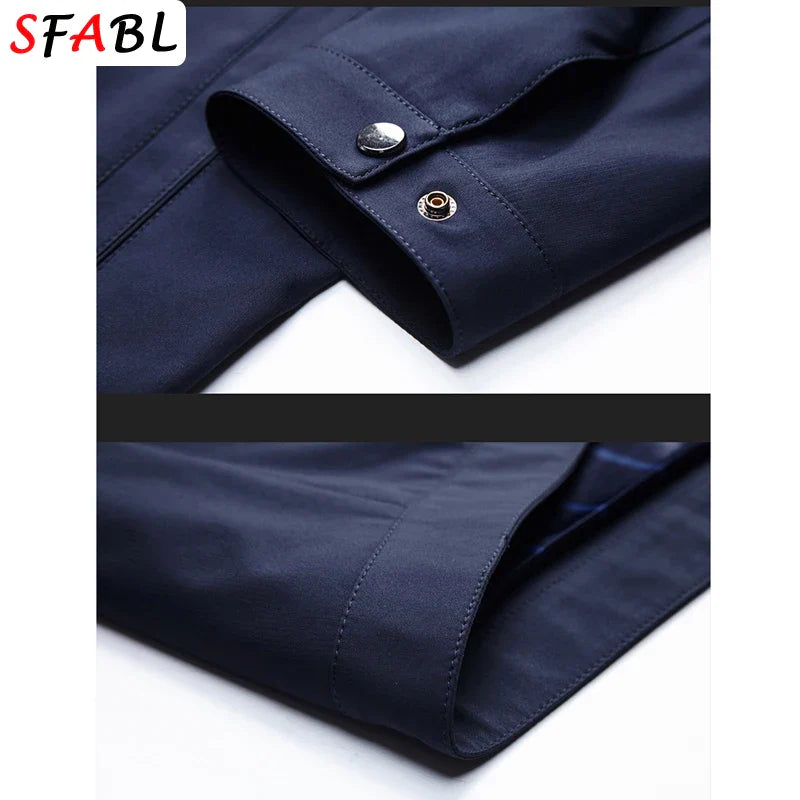 Men's Business Casual Zipper Blazer Jacket - Smart Casual Outerwear for Spring & Autumn