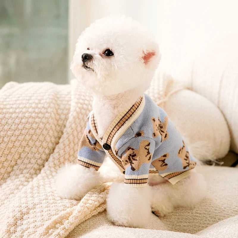Striped Cotton Cardigan Sweater for Small Dogs & Cats – Warm Pet Coat for Chihuahua, Puppy, Kitten (XS-XL)