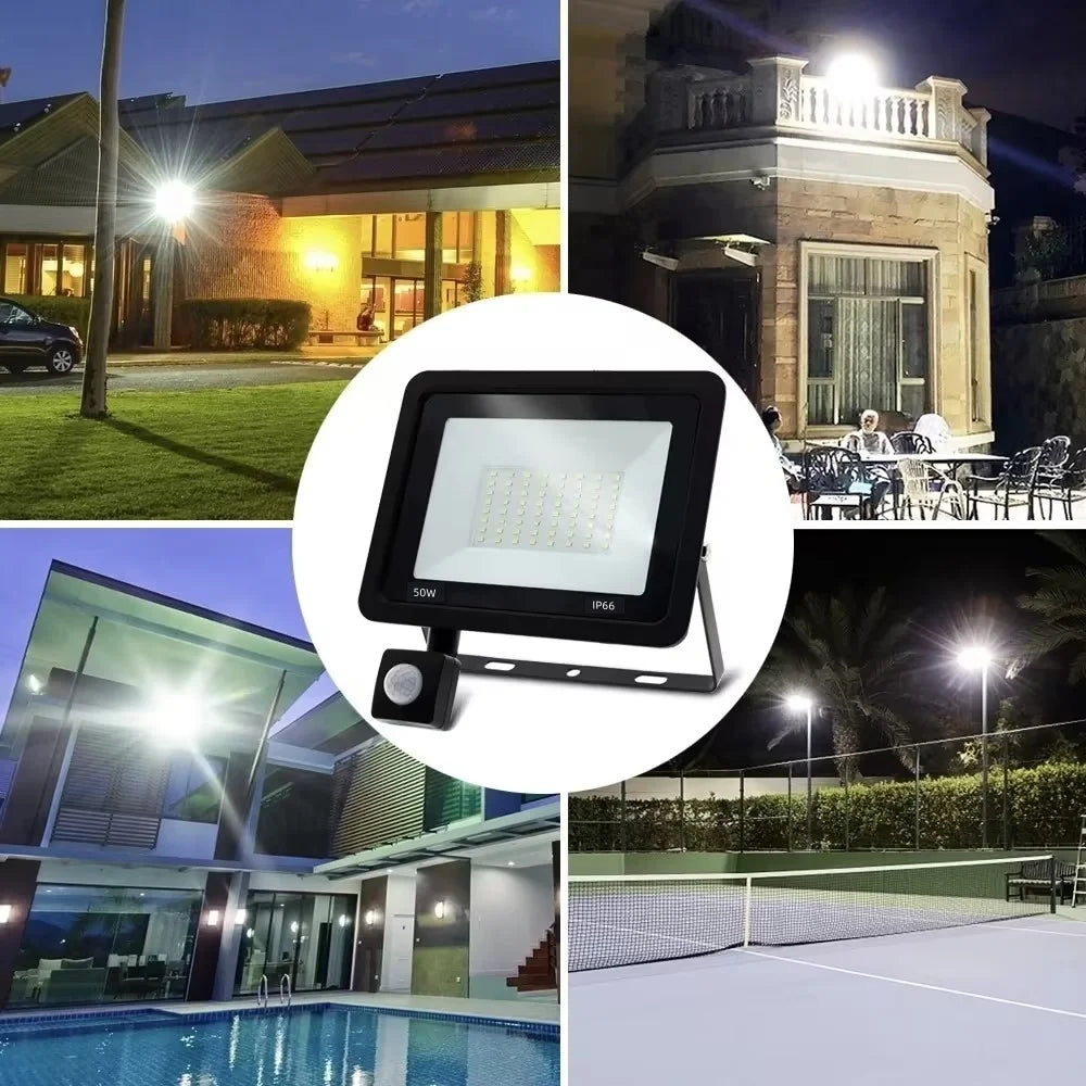 LED PIR Motion Sensor Floodlight - Outdoor Wall Light White 10W/20W/30W/50W/100W IP66 Waterproof for Garden