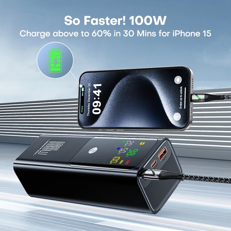 100W PD 20000mAh Portable Power Bank - Fast Charger for Laptop, iPhone & Samsung