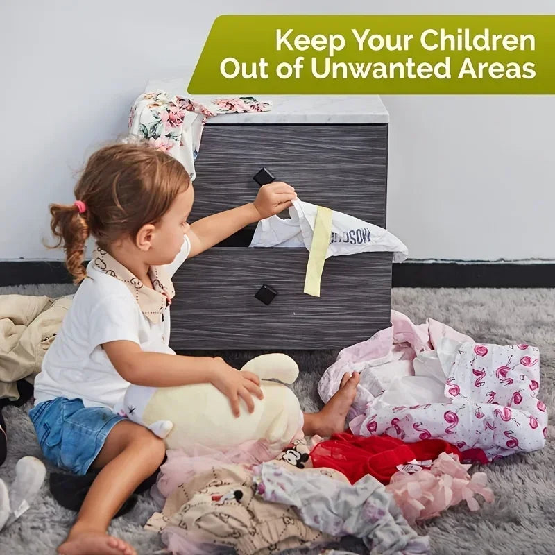 Baby Safety Cabinet Locks – Adhesive Childproof Drawer & Door Latches, Secure Strap Locks for Cabinets & Drawers
