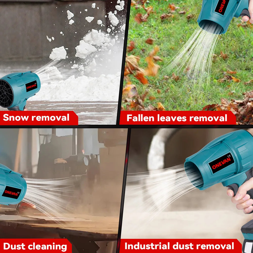 2000W Brushless Cordless Turbo Air Blower - 200 m/s High-Power Jet Fan for Leaves, Snow & Dust, Fits 18V Batteries