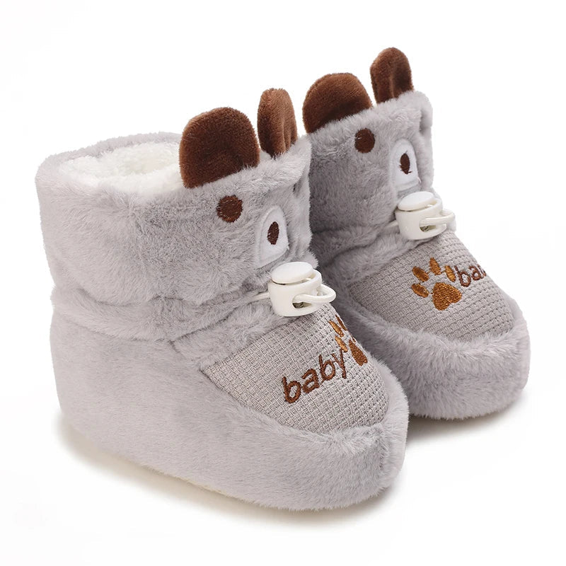 Winter Baby Boots Cartoon Soft-Sole Anti-Slip Warm Toddler Walking Booties for Boys & Girls
