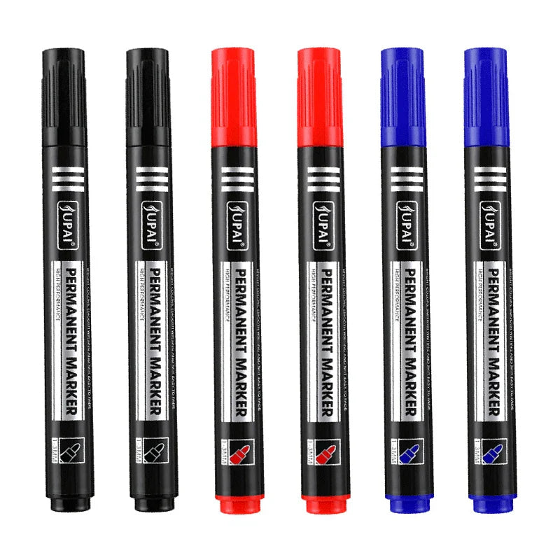 Permanent Fine Tip Marker Pens 1.5mm Waterproof Ink - 3/6 Pack Black Blue Red