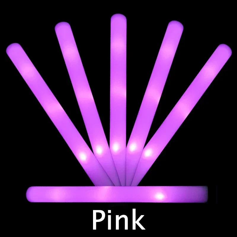 LED Glow Foam Sticks - Pack of 1/10/20/30/50 RGB Light-Up Cheer Tubes for Concerts, Parties & Weddings