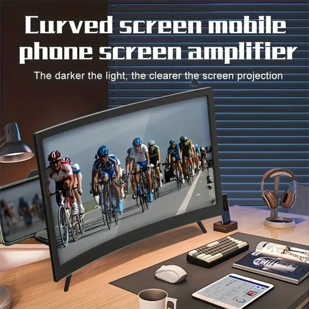12-Inch (30 cm) Curved 3D HD Phone Screen Magnifier — Universal Mobile Video Amplifier & Holder