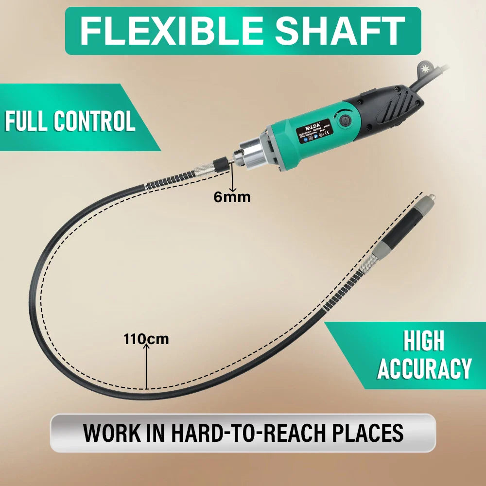 Engraver Electric Drill 500W 6-Speed Rotary Tool Kit - High-Power Grinder & Polisher for Woodworking