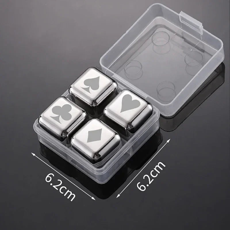 Stainless Steel Reusable Whiskey Stones - Quick-Freeze Ice Cubes with Storage Tray for Whiskey Wine Beer