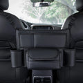 Leather Car Seat Middle Hanger Organizer – Large Capacity Between-Seats Handbag Holder with Tissue & Cup Pockets