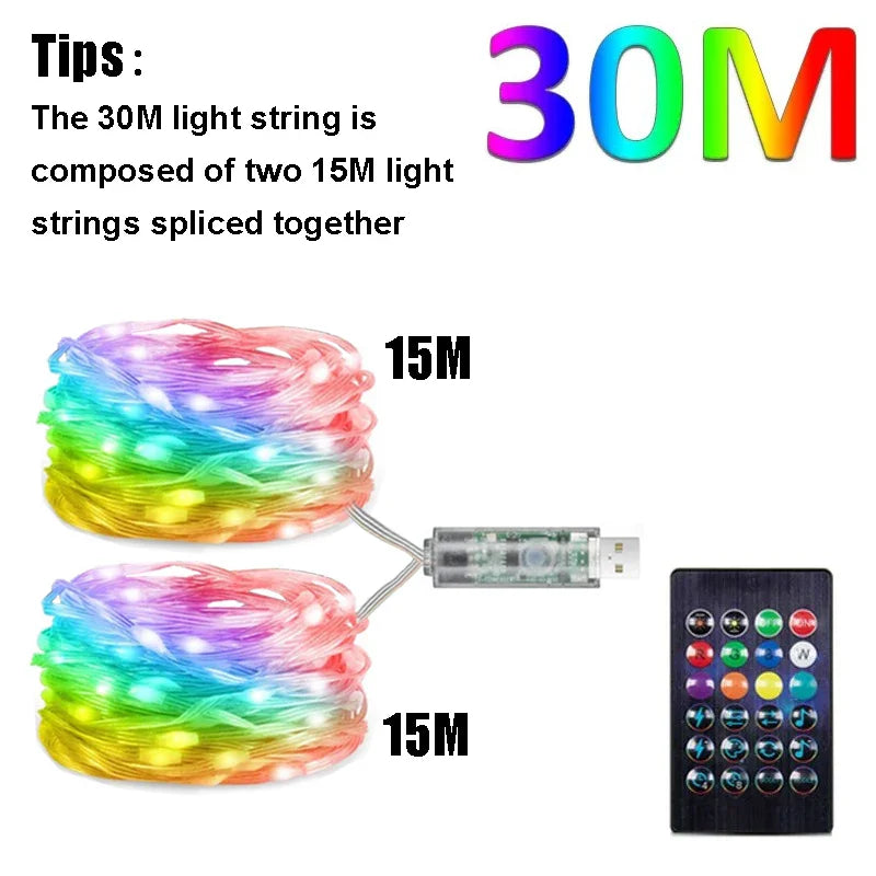 RGBIC Bluetooth LED String Lights - Smart Waterproof Fairy Strip, 2m–30m (6.6–98.4 ft) for Party, Curtain & Room
