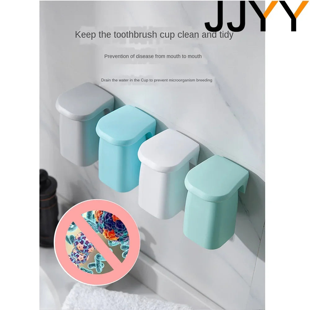 Magnetic Suction Wall-Mounted Toothbrush & Mouthwash Cup Holder – Drain Rack for Bathroom & Shower