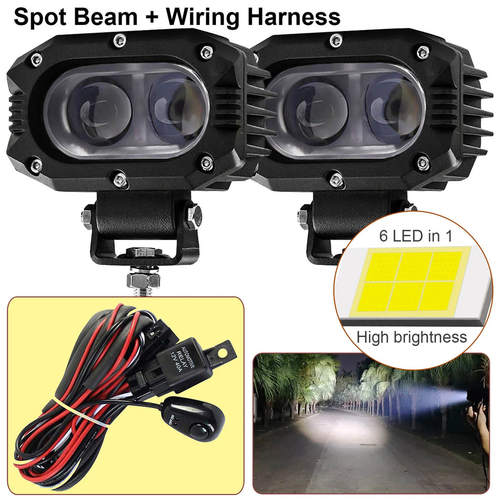 4 in (100 mm) LED Pod Light - Combo Spot + Flood Beam 9-30V Driving Work Fog Light for Car Motorcycle ATV UTV SUV Off-Road 4x4 Boat Truck