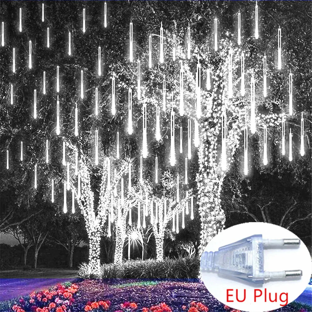 50cm (19.7in) 8-Tube LED Meteor Shower Rain String Lights - EU Plug Outdoor Fairy Garden Lights for Wedding & Christmas